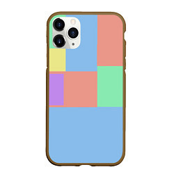 Чехол iPhone 11 Pro матовый Разноцветные квадраты и прямоугольники, цвет: 3D-коричневый
