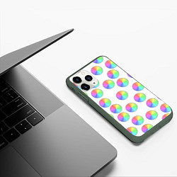 Чехол iPhone 11 Pro матовый Круги с линиями, спектр, цвет: 3D-темно-зеленый — фото 2