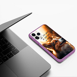 Чехол iPhone 11 Pro матовый Любовь и корги, цвет: 3D-фиолетовый — фото 2