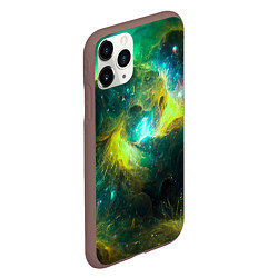 Чехол iPhone 11 Pro матовый Небула в космосе в зеленых тонах - нейронная сеть, цвет: 3D-коричневый — фото 2
