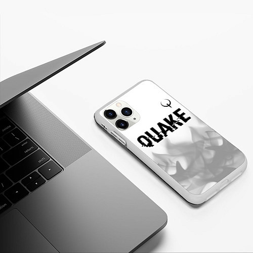 Чехол iPhone 11 Pro матовый Quake glitch на светлом фоне: символ сверху / 3D-Белый – фото 3