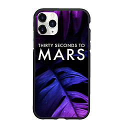 Чехол iPhone 11 Pro матовый Thirty Seconds to Mars neon monstera, цвет: 3D-черный