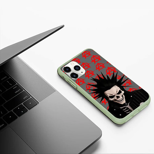 Чехол iPhone 11 Pro матовый Дохлый панк / 3D-Салатовый – фото 3