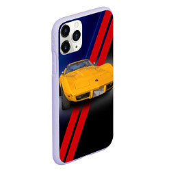 Чехол iPhone 11 Pro матовый Классический спорткар Chevrolet Corvette Stingray, цвет: 3D-светло-сиреневый — фото 2