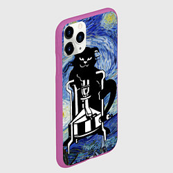 Чехол iPhone 11 Pro матовый Кот Бегемот на примусе в Звездной ночи, цвет: 3D-фиолетовый — фото 2