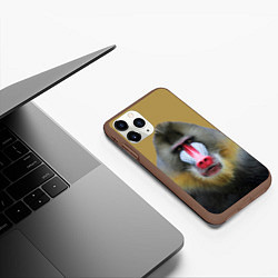 Чехол iPhone 11 Pro матовый Мандрил обезьяна, цвет: 3D-коричневый — фото 2