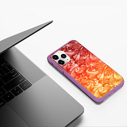 Чехол iPhone 11 Pro матовый Огненная татуировка с элементами дракона, цвет: 3D-фиолетовый — фото 2