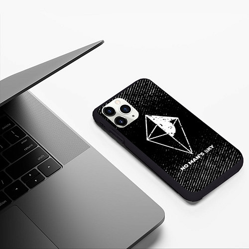 Чехол iPhone 11 Pro матовый No Mans Sky с потертостями на темном фоне / 3D-Черный – фото 3