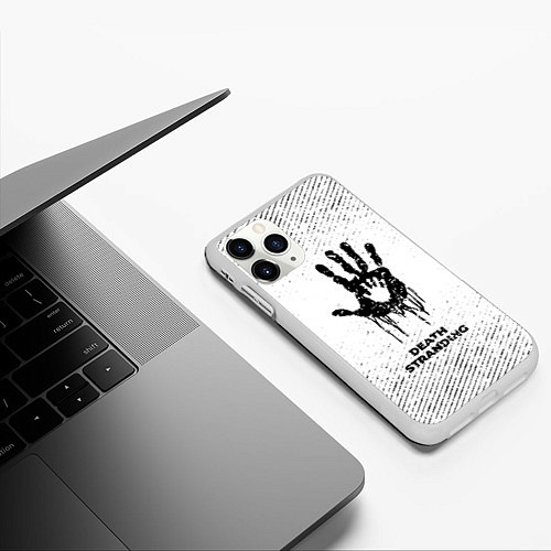 Чехол iPhone 11 Pro матовый Death Stranding с потертостями на светлом фоне / 3D-Белый – фото 3