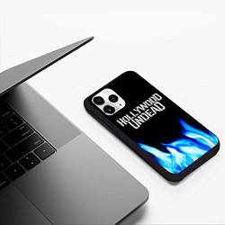 Чехол iPhone 11 Pro матовый Hollywood Undead blue fire, цвет: 3D-черный — фото 2