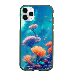 Чехол iPhone 11 Pro матовый Океанские глубины, цвет: 3D-темно-зеленый