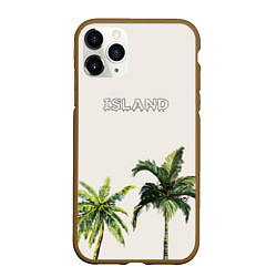 Чехол iPhone 11 Pro матовый Пальмы island, цвет: 3D-коричневый