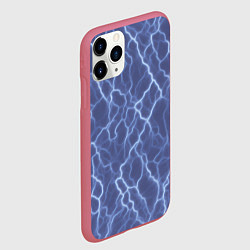 Чехол iPhone 11 Pro матовый Электрический разряд на голубом фоне, цвет: 3D-малиновый — фото 2