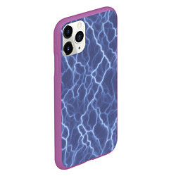 Чехол iPhone 11 Pro матовый Электрический разряд на голубом фоне, цвет: 3D-фиолетовый — фото 2