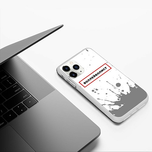 Чехол iPhone 11 Pro матовый Воллейболист в рамке красного цвета / 3D-Белый – фото 3