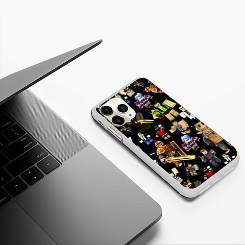 Чехол iPhone 11 Pro матовый Роблокс и его персонажи / 3D-Белый – фото 3