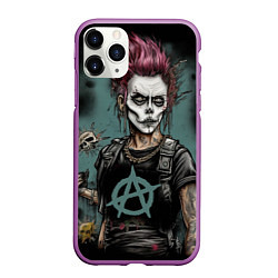 Чехол iPhone 11 Pro матовый Девушка анархистка, цвет: 3D-фиолетовый