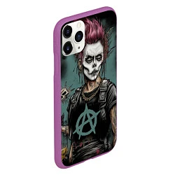 Чехол iPhone 11 Pro матовый Девушка анархистка, цвет: 3D-фиолетовый — фото 2