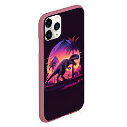 Чехол iPhone 11 Pro матовый Retrowave Trex, цвет: 3D-малиновый — фото 2