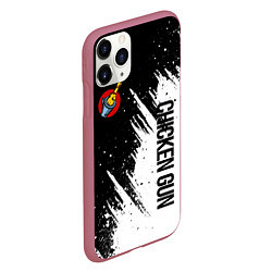 Чехол iPhone 11 Pro матовый Chicken gun - белая краска, цвет: 3D-малиновый — фото 2