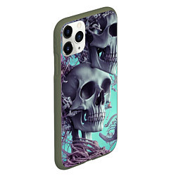 Чехол iPhone 11 Pro матовый Кости и медузы, цвет: 3D-темно-зеленый — фото 2