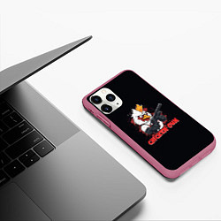 Чехол iPhone 11 Pro матовый Chicken gun pew pew, цвет: 3D-малиновый — фото 2