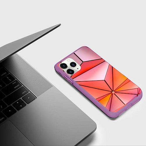 Чехол iPhone 11 Pro матовый Розовый обман зрения / 3D-Фиолетовый – фото 3