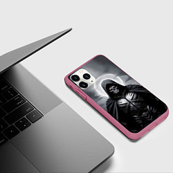 Чехол iPhone 11 Pro матовый Скелет в Броне, цвет: 3D-малиновый — фото 2