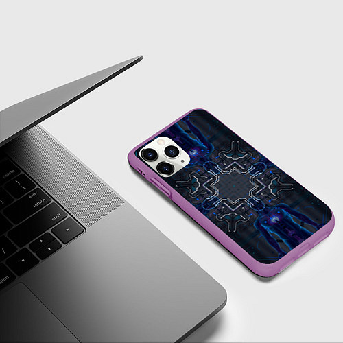 Чехол iPhone 11 Pro матовый Космосхема / 3D-Фиолетовый – фото 3