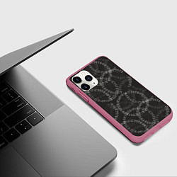 Чехол iPhone 11 Pro матовый Круговые руны, цвет: 3D-малиновый — фото 2