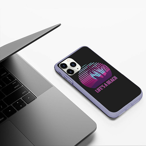 Чехол iPhone 11 Pro матовый Lifes a beach / 3D-Светло-сиреневый – фото 3