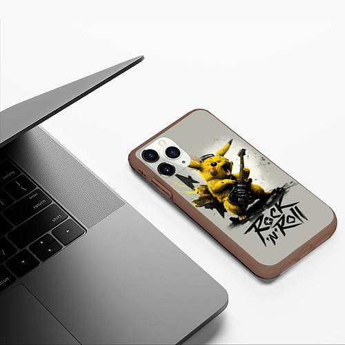 Чехол iPhone 11 Pro матовый Пикачу рокер / 3D-Коричневый – фото 3