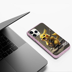 Чехол iPhone 11 Pro матовый Pikachu rock, цвет: 3D-розовый — фото 2