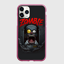 Чехол iPhone 11 Pro матовый Барт Симпсон зомби, цвет: 3D-малиновый