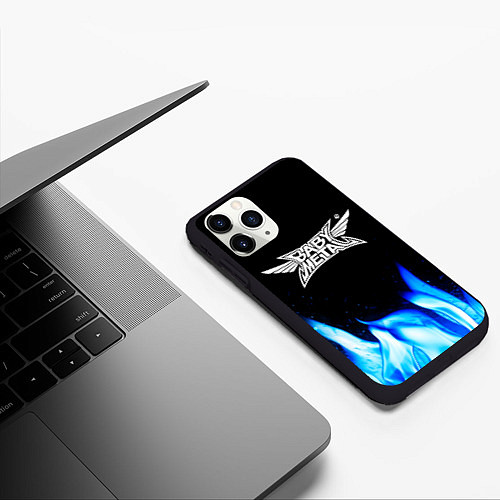 Чехол iPhone 11 Pro матовый Babymetal blue fire / 3D-Черный – фото 3