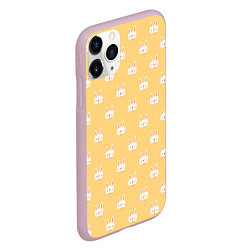 Чехол iPhone 11 Pro матовый Кролики паттерн, цвет: 3D-розовый — фото 2
