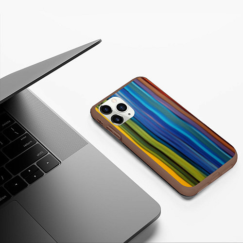 Чехол iPhone 11 Pro матовый Разноцветные вертикальные полосы / 3D-Коричневый – фото 3