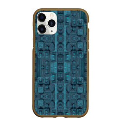 Чехол iPhone 11 Pro матовый Паттерн микросхема, цвет: 3D-коричневый