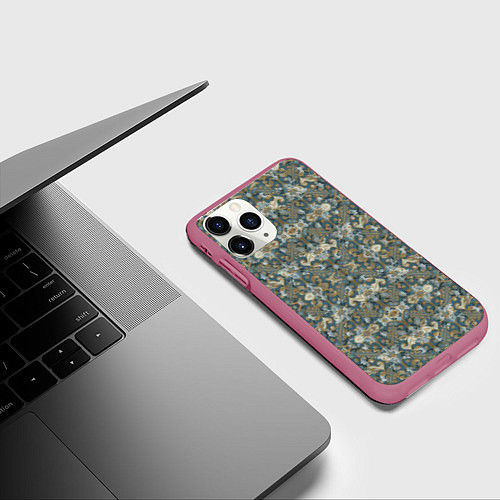 Чехол iPhone 11 Pro матовый Орнамент в стиле классицизм / 3D-Малиновый – фото 3