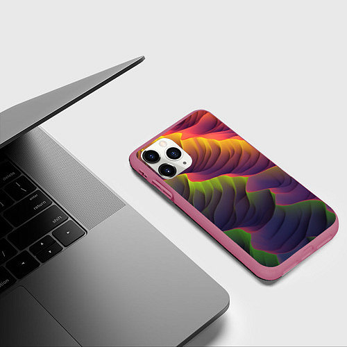 Чехол iPhone 11 Pro матовый Объемная цветная текстура / 3D-Малиновый – фото 3
