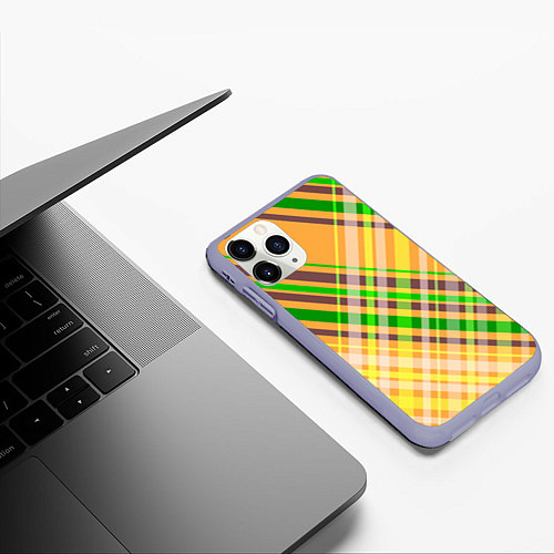 Чехол iPhone 11 Pro матовый Желто-зеленый геометрический ассиметричный узор / 3D-Светло-сиреневый – фото 3