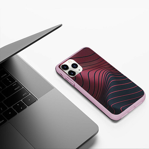 Чехол iPhone 11 Pro матовый Динамические волны / 3D-Розовый – фото 3