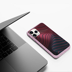Чехол iPhone 11 Pro матовый Динамические волны, цвет: 3D-розовый — фото 2