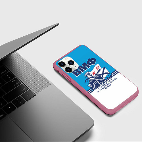 Чехол iPhone 11 Pro матовый ВМФ - военно-морской флот / 3D-Малиновый – фото 3