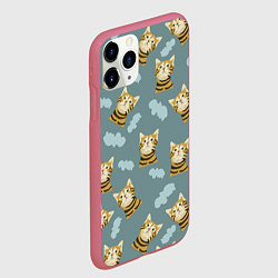 Чехол iPhone 11 Pro матовый Кот в облоках, цвет: 3D-малиновый — фото 2