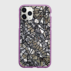 Чехол iPhone 11 Pro матовый Зеркальные пластины - паттерн, цвет: 3D-фиолетовый