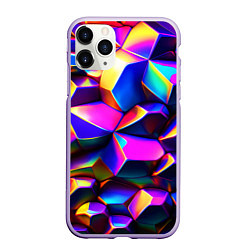 Чехол iPhone 11 Pro матовый Бензиновые неоновые кристаллы, цвет: 3D-светло-сиреневый