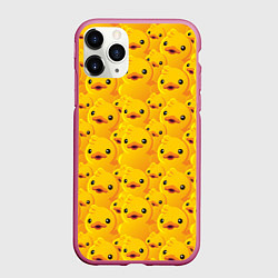 Чехол iPhone 11 Pro матовый Желтая резиновая уточка для ванны, цвет: 3D-малиновый