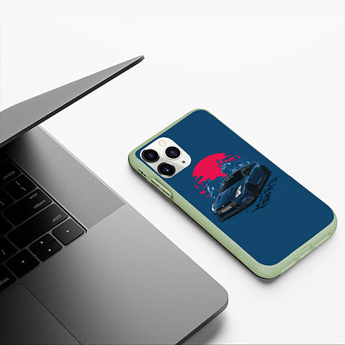 Чехол iPhone 11 Pro матовый Nissan GTR Godzilla / 3D-Салатовый – фото 3