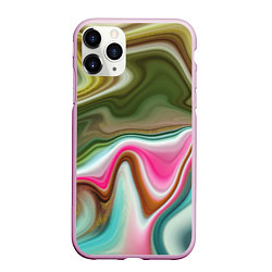 Чехол iPhone 11 Pro матовый Color waves, цвет: 3D-розовый